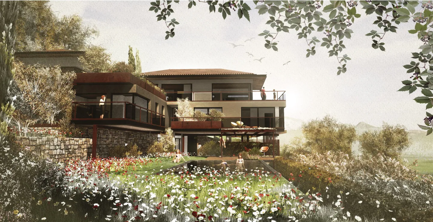 Building plot of 1,550 m² in Le Cannet: rendering of a villa project