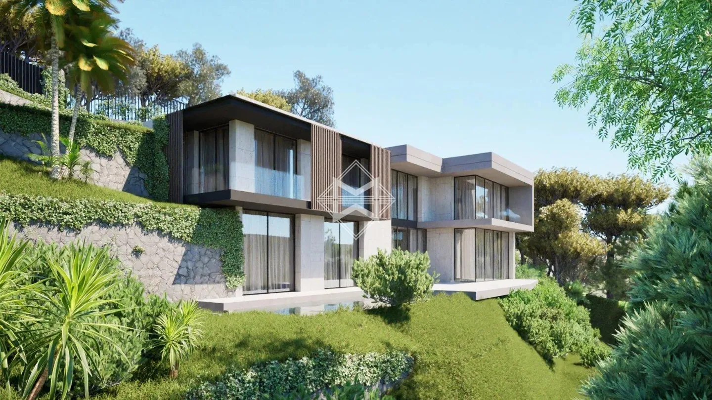 Building plot of 1,000 m² in Èze: rendering of a villa project
