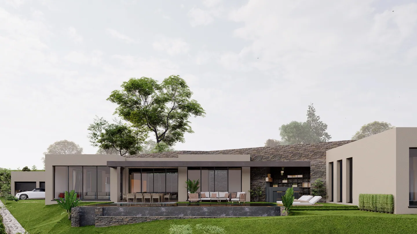Building plot of 1,800 m² in Biot: rendering of a villa project